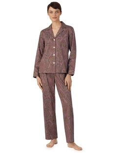 Пижамный комплект с рубашкой и рубашкой Lauren Ralph Lauren, фиолетовый