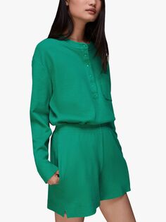 Вафельная пижама Whistles Henley, зеленая
