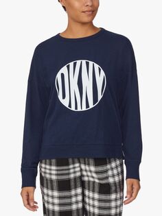 Пижамный топ с длинными рукавами и логотипом DKNY, цвет погружения