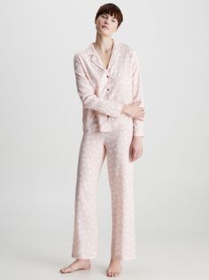 Тканый пижамный комплект с длинными рукавами Calvin Klein, розовый