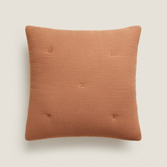 Вафельный трикотажный чехол на подушку Zara Home, коричневый