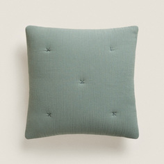 Вафельный трикотажный чехол на подушку Zara Home, зеленый