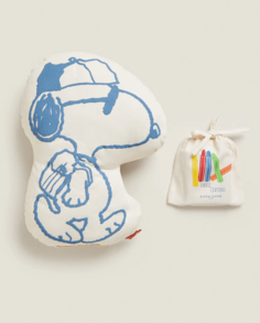 Подушка для раскрашивания Zara Home Snoopy Peanuts, белый/синий