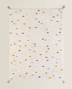 Ковер в горошек с помпонами Zara Home Coloured Polka Dot, 150x200, белый