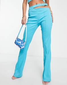 Синие брюки с поясом и пряжкой ASYOU