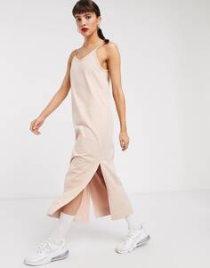 Бежевое платье-комбинация из джерси премиум-класса Nike