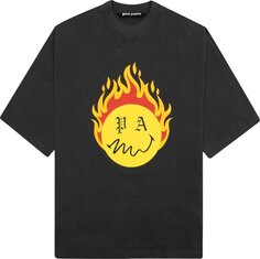 Футболка Palm Angels Burning Head Loose Tee &apos;Black/Yellow&apos;, черный