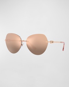 Зеркальные металлические солнцезащитные очки-бабочки BVLGARI