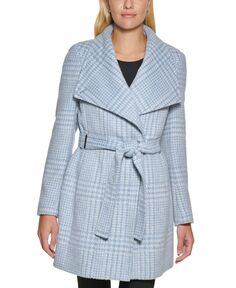 Женское миниатюрное асимметричное пальто с запахом и поясом Calvin Klein