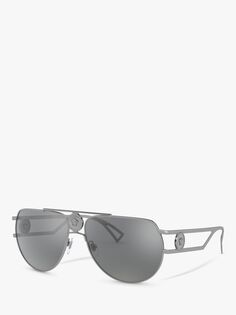 Versace VE2225 Мужские солнцезащитные очки-авиаторы, бронзовый/серый