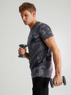Мужская спортивная футболка с круглым вырезом и коротким рукавом с рисунком LCW Active