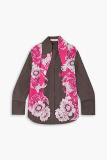 Блузка из шелковой тафты с цветочным принтом VALENTINO GARAVANI, розовый