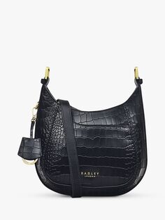 Сумка через плечо Radley London Pockets 2.0 из кожи крокодила, черная