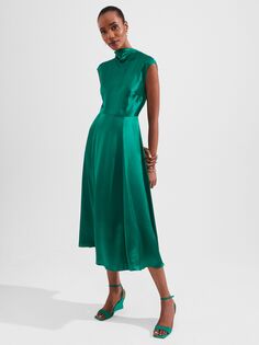 Шелковое платье миди Hobbs Charlize, лугово-зеленый Hobb's