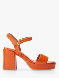 Кожаные босоножки на каблуке на платформе Moda in Pelle Marciana, оранжевый цвет