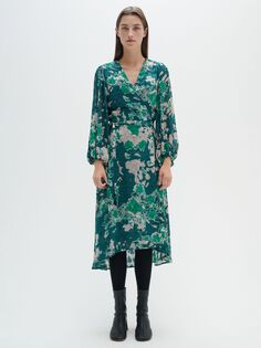 Платье миди с абстрактным запахом InWear Basira, зеленое