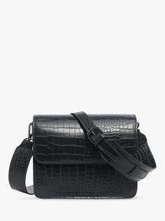 HVISK Cayman блестящая сумка через плечо из кожи крокодила, черная