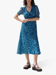 Платье-миди с принтом Great Plains Ditsy, синий/разноцветный