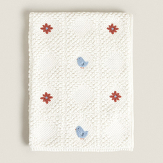 Вязанный плед Zara Home Floral Crochet, белый