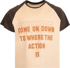 Футболка Rhude Action No Sleeve Raglan, бежевый/коричневый