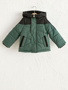 Пальто на молнии для маленьких мальчиков с цветными блоками и капюшоном LCW baby