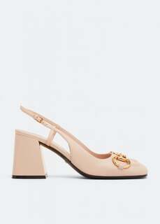 Туфли GUCCI Horsebit sling-back pumps, розовый