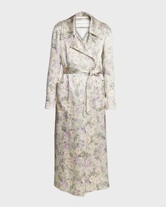 Текстурное пальто Rolana с поясом и цветочным принтом Dries Van Noten