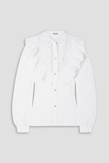 Украшенная блузка из хлопкового поплина с оборками MIU MIU, белый