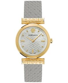 Женские швейцарские часы Regalia из нержавеющей стали с сетчатым браслетом, 34 мм Versace
