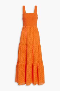 Платье макси fil-купе Neva из шелка и хлопка со сборками ALICE + OLIVIA, оранжевый