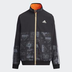 Двусторонняя куртка adidas, черный/синий/оранжевый