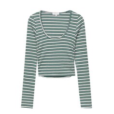 Лонгслив Pull&amp;Bear Long-sleeve Striped, зеленый