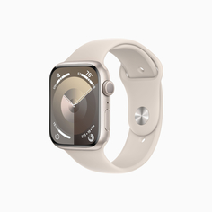 Умные часы Apple Watch Series 9 (GPS), 45мм, Starlight Aluminum Case/Starlight Sport Band - S/M