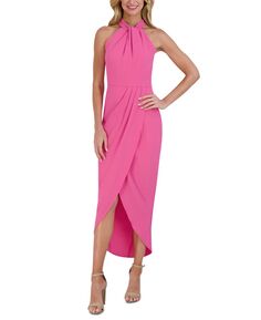 Платье миди с узловым вырезом и подолом-тюльпаном julia jordan, розовый