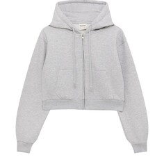 Толстовка Pull&amp;Bear Cropped Zip-up, серый