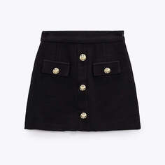 Юбка-шорты Zara Textured, черный (Размер M)