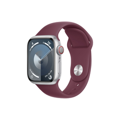 Умные часы Apple Watch Series 9 (GPS+Cellular), 41мм, Silver Aluminum Case/Mulberry Sport Band - M/L