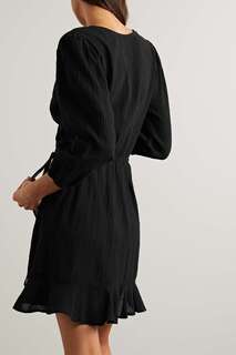 HONORINE платье мини Alessandra из хлопка и газа с запахом, черный