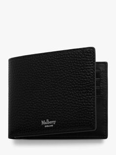 Маленький классический кошелек из зернистой кожи Mulberry с восемью картами, черный
