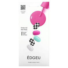 Гелевые полоски Edgeu для ногтей Perfect ENA909 Racing Check, набор из 16 полосок