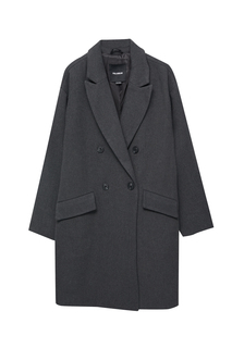 Пальто Pull&amp;Bear Oversize Cloth, серый