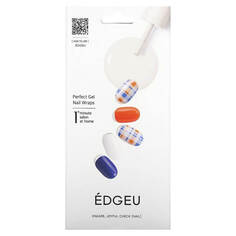 Гелевые полоски Edgeu для ногтей Perfect ENA428 Joyful Check, набор из 16 полосок