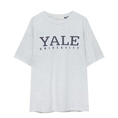 Футболка Pull&amp;Bear Yale Varsity-style, серый