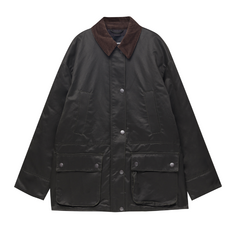 Куртка Pull&amp;Bear Waxed Corduroy Collar, темный хаки