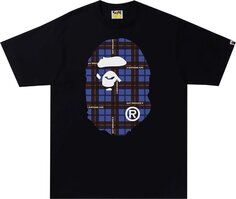 Футболка BAPE Logo Check Big Ape Head Tee &apos;Black/Blue&apos;, черный