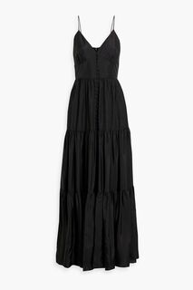 Ярусное платье макси Darlene из шелкового атласа REBECCA VALLANCE, черный