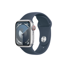 Умные часы Apple Watch Series 9 (GPS+Cellular), 41мм, Silver Aluminum Case/Storm Blue Sport Band - S/M
