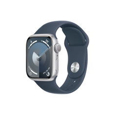 Умные часы Apple Watch Series 9 (GPS), 41мм, Silver Aluminum Case/Storm Blue Sport Band - M/L