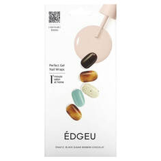 Гелевые полоски Edgeu для ногтей Perfect ENA212 Black Sugar Bonbon Chocolat, набор из 16 полосок