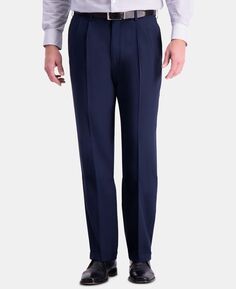 Мужские однотонные плиссированные классические брюки премиум-класса comfort stretch classic-fit Haggar